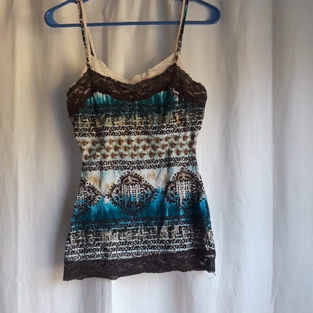 Print Cami with Lace